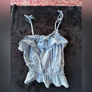 American Eagle Outfitters Blue Ruffle Top